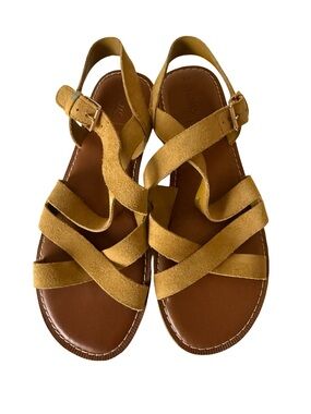 Toms Sicily Leather Strappy Women's Sandals Yellow  Size 7